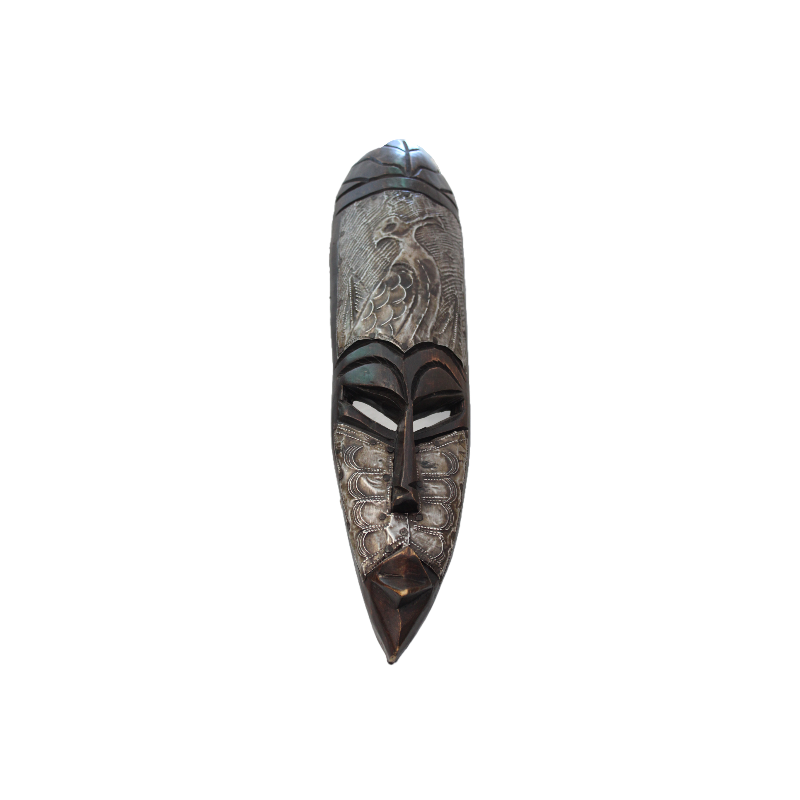 Small Hand Carved African Wooden & Metal Masks