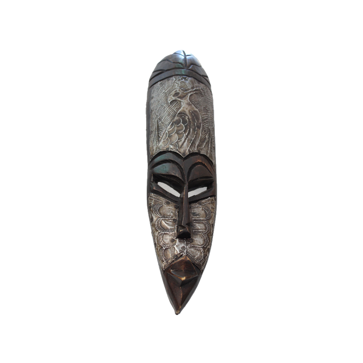 Small Hand Carved African Wooden & Metal Masks