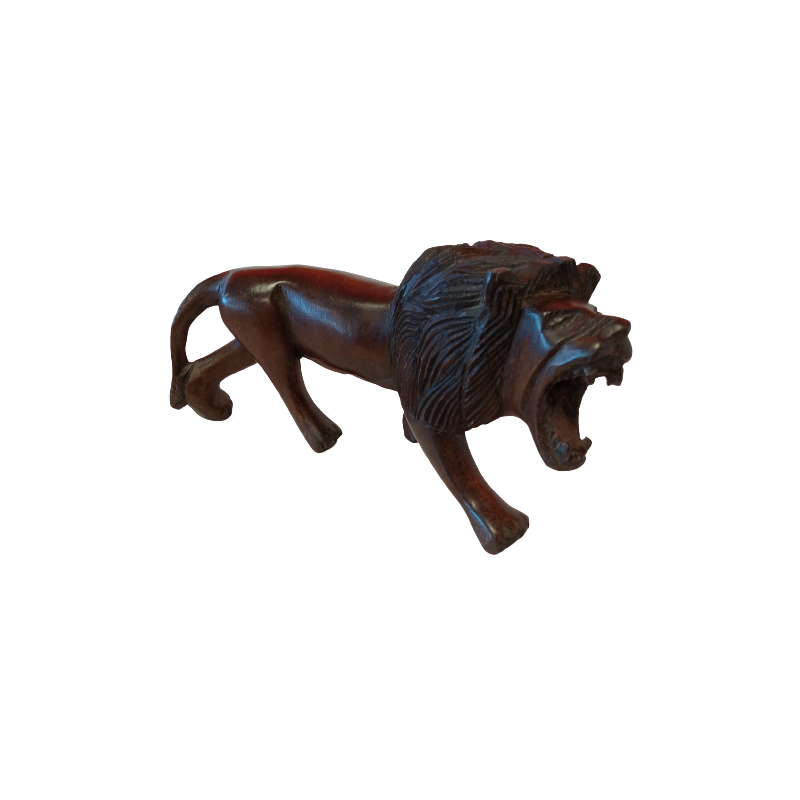 African Wooden Hand Carved Lion