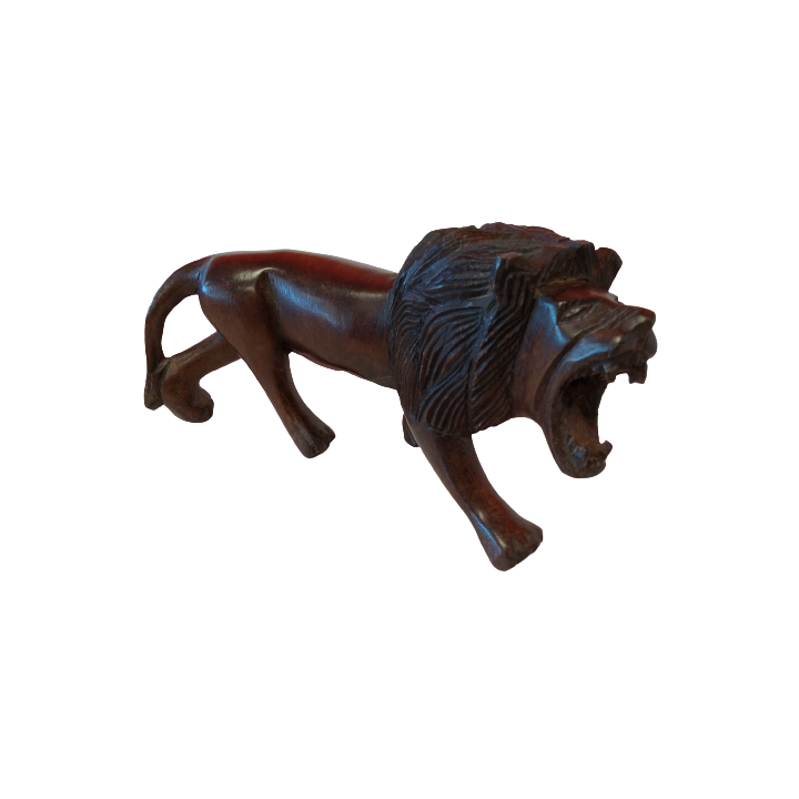 African Wooden Hand Carved Lion