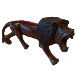 African Wooden Hand Carved Lion