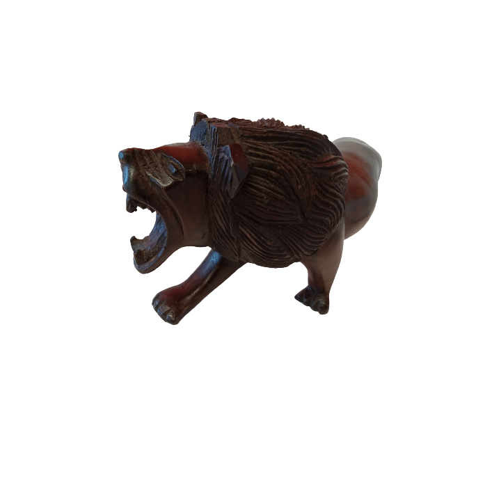 African Wooden Hand Carved Lion
