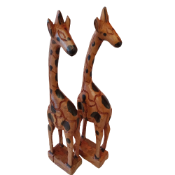 African Wood Carved Small Giraffe