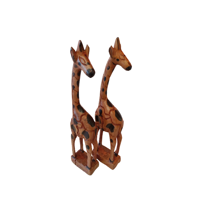 African Wood Carved Small Giraffe
