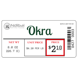 Fresh Whole Okro (Okra) - 8 Oz